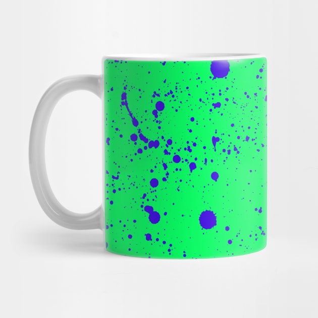 Blue Violet Ink Splatter On Neon Green by Pulpixel